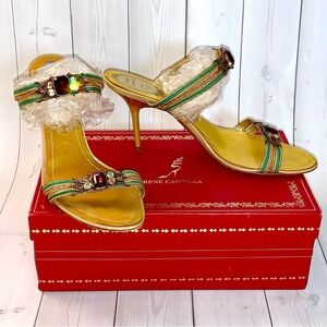 Authentic RENE CAOVILLA
Designer Gold Jeweled Heels Sz 40/10